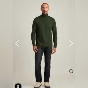 NWT J. Crew Mens Dark Green Cotton Stretch Turtleneck Slits on sides size XL